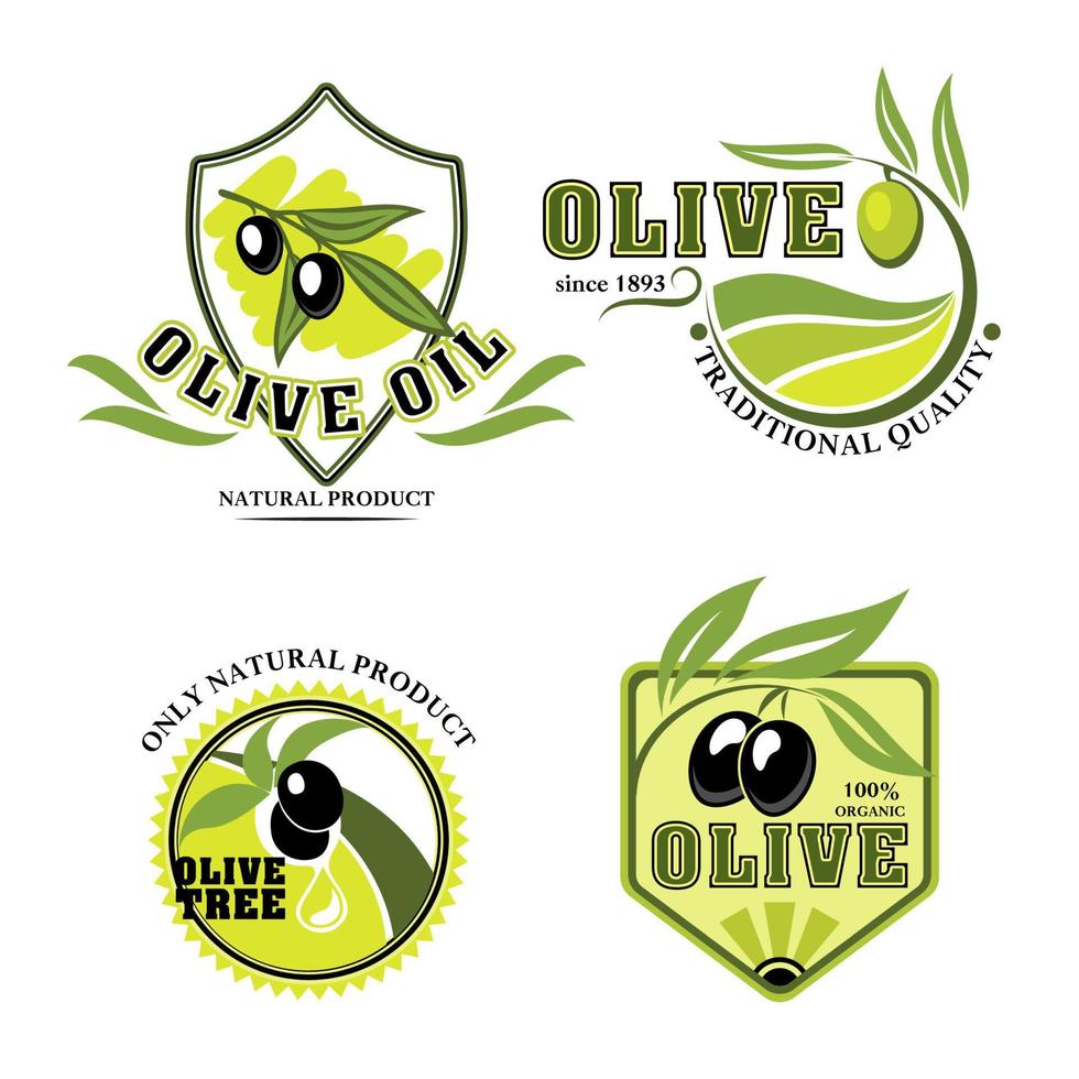 Olive oil vector product icons set