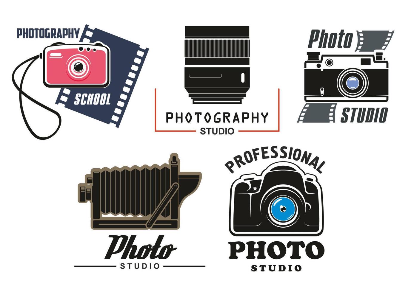 iconos vectoriales establecidos para la escuela de estudio fotográfico vector