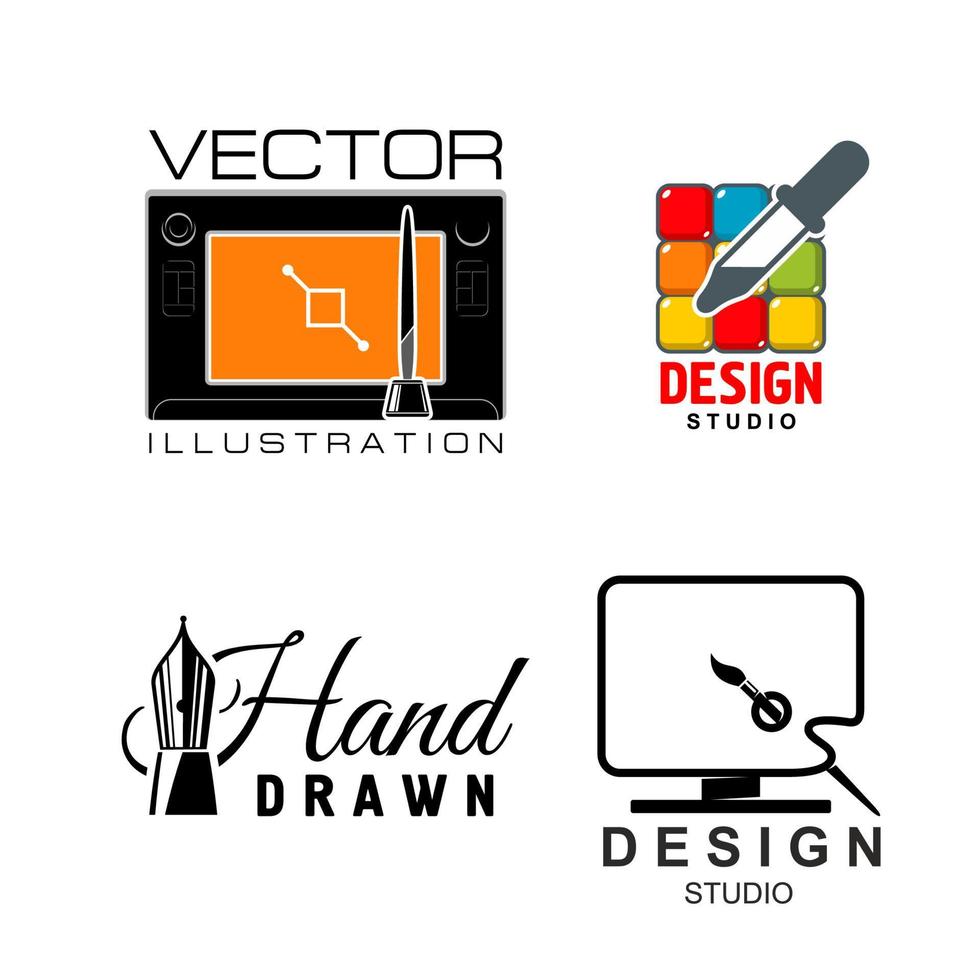 Vector icons for graphic design or designer studio