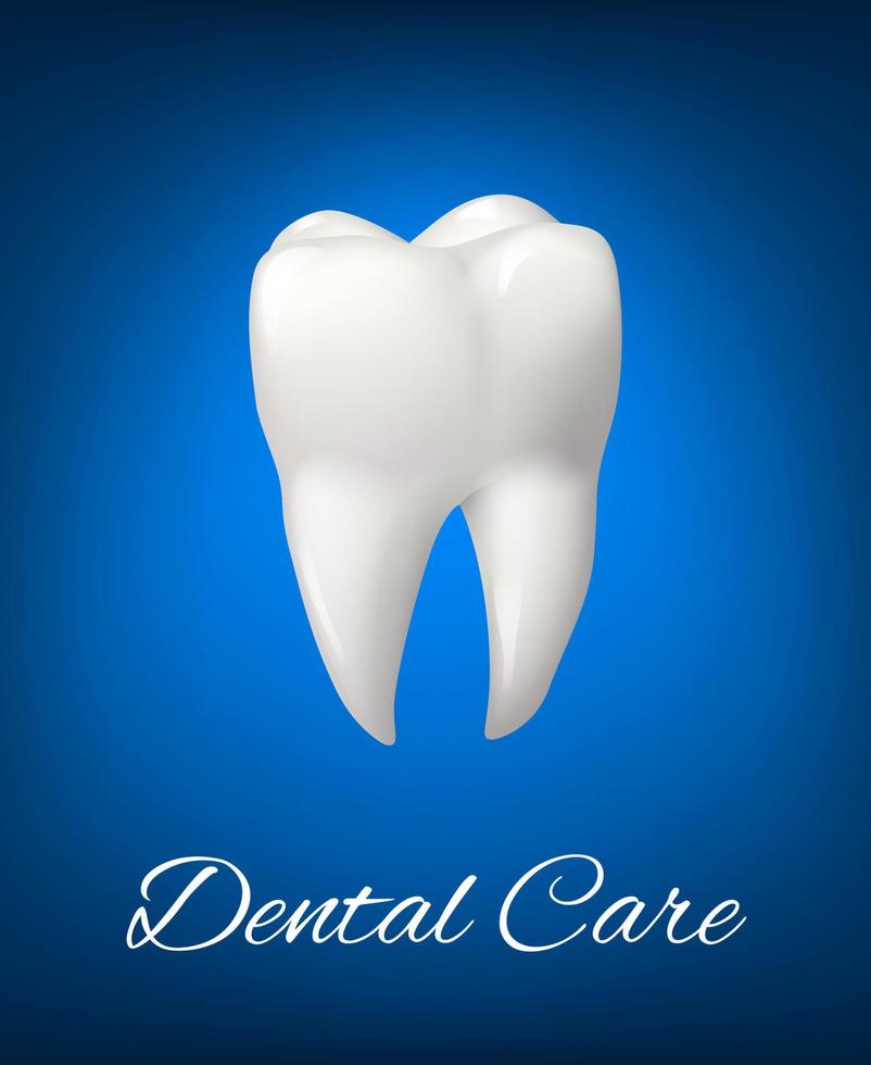 vector 3d diente blanco para diseño de cuidado dental