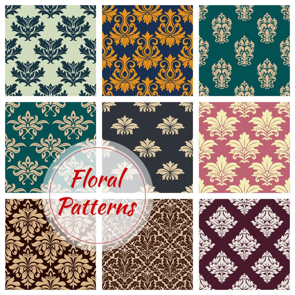 Patterns set of vector floral seamless ornament