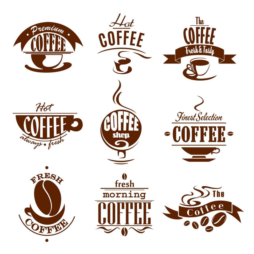 Coffee cups for shop or cafeteria vector icons