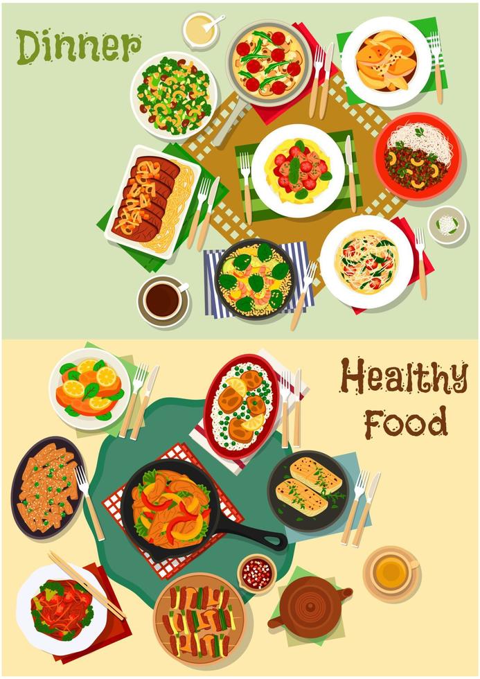 Hearty meal icon set for healthy food design vector
