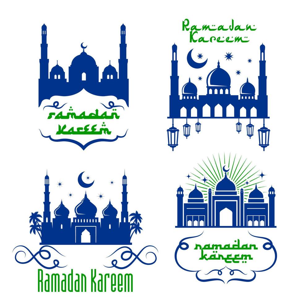 iconos de mezquita vectorial para saludos de ramadán kareem vector