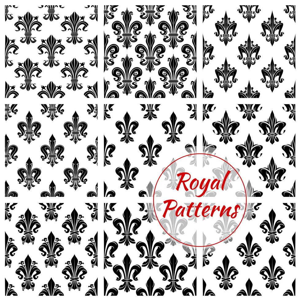 Royal floral vector seamless patterns set