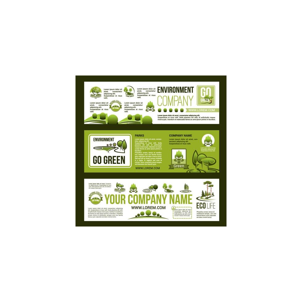 Green company vector business banners set