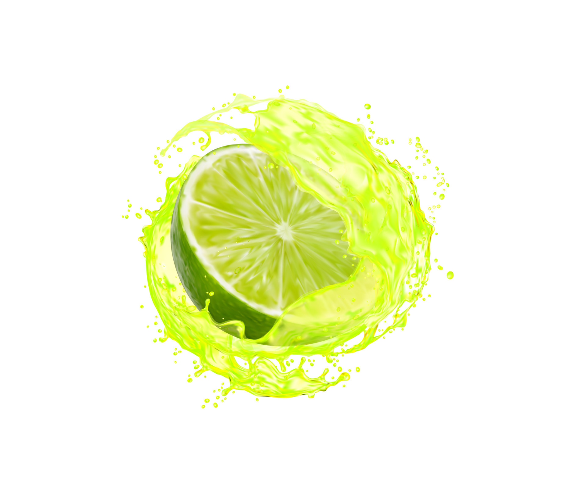 Lime fruit slice with juice splash, citrus wave 12683394 Vector Art at
