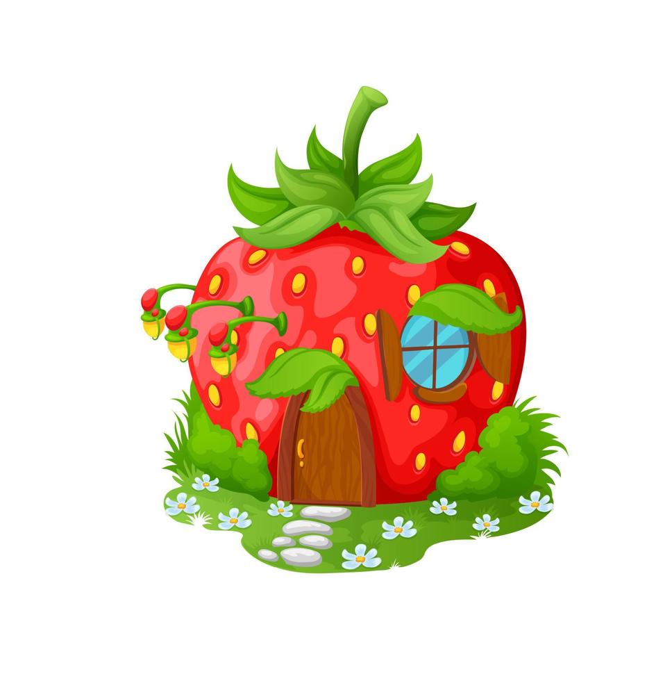 Strawberry fairytale home building of elf dwelling vector