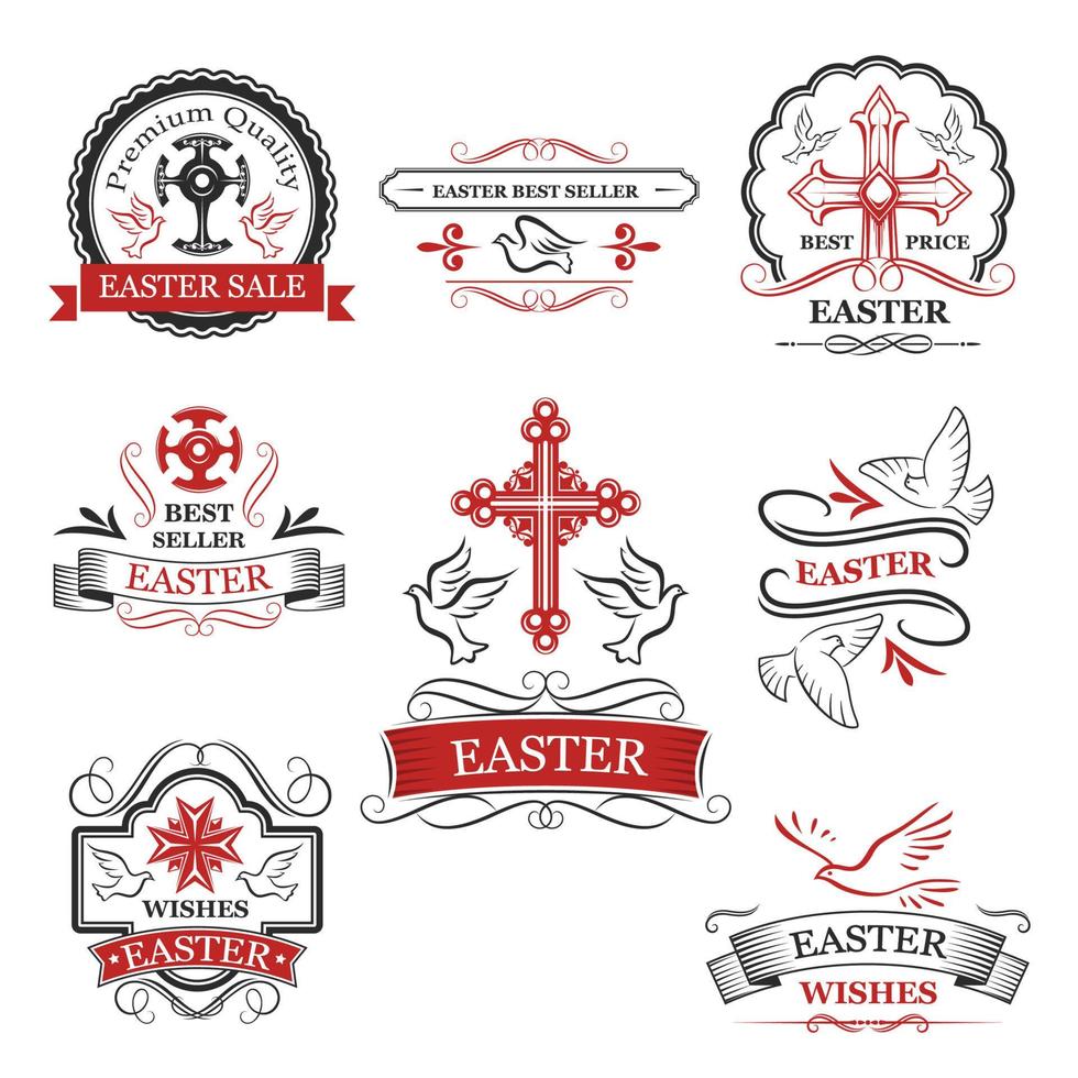 Easter sale and premium quality badge set vector