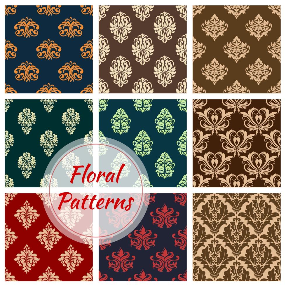 Floral ornament seamless patterns vector set