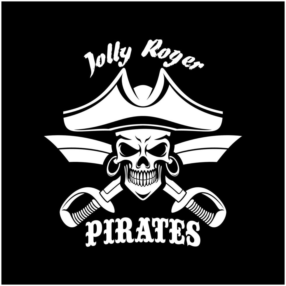 Pirates black vector flag with Jolly Roger symbol