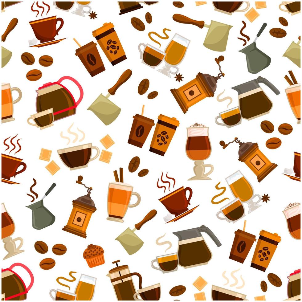 Coffee drink and cocktail seamless pattern vector