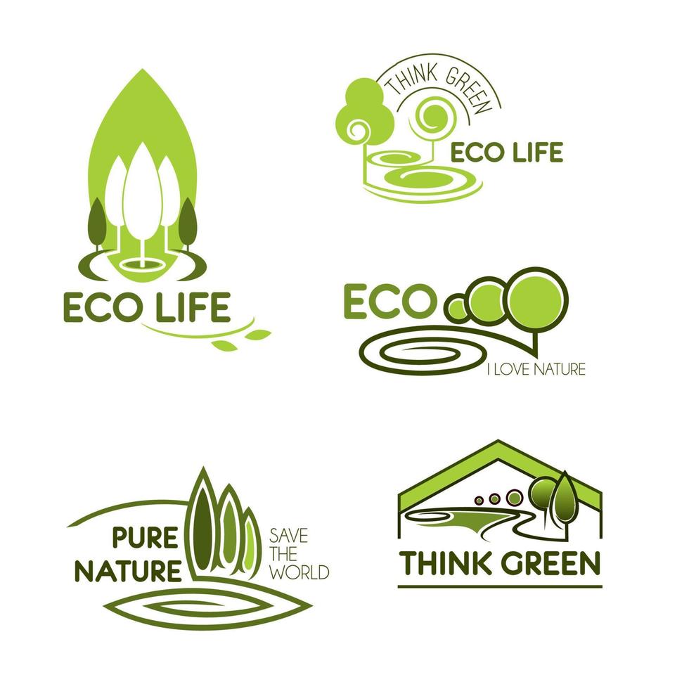 Eco life, think green icon set for ecology design vector