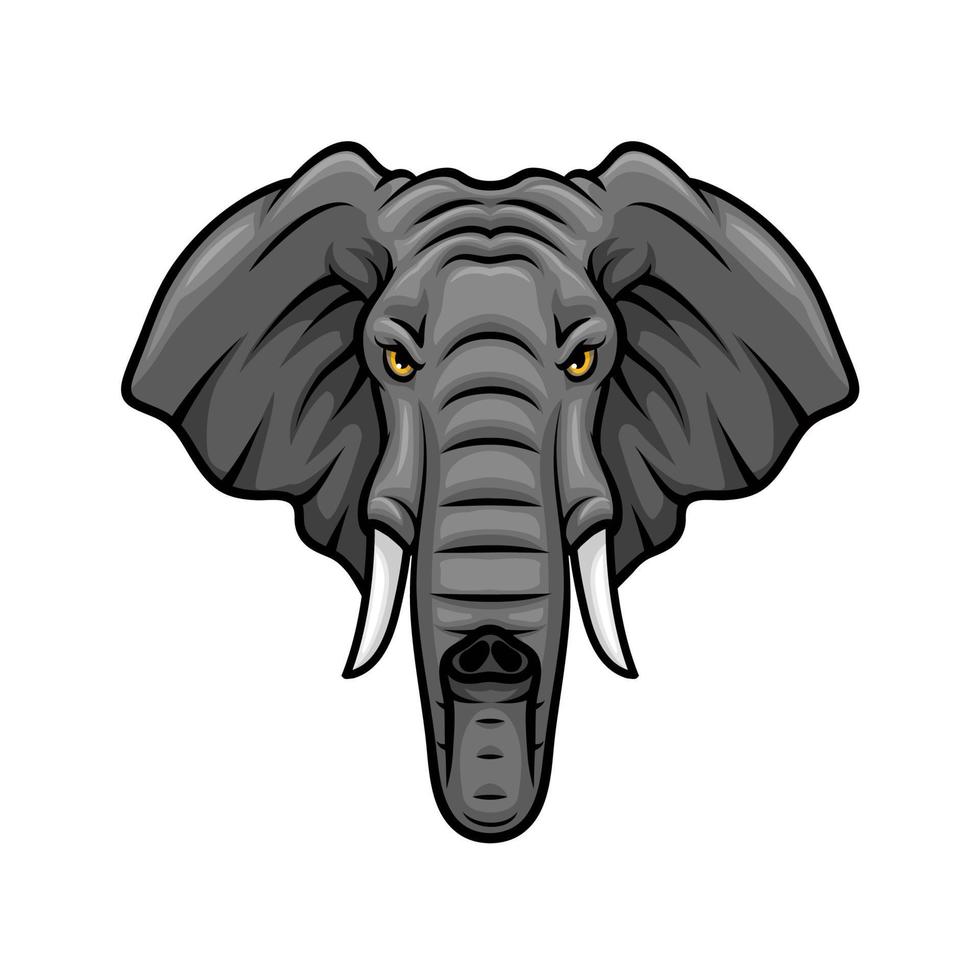 Elephant head, tusks and trunk vector mascot icon 12683482 Vector Art