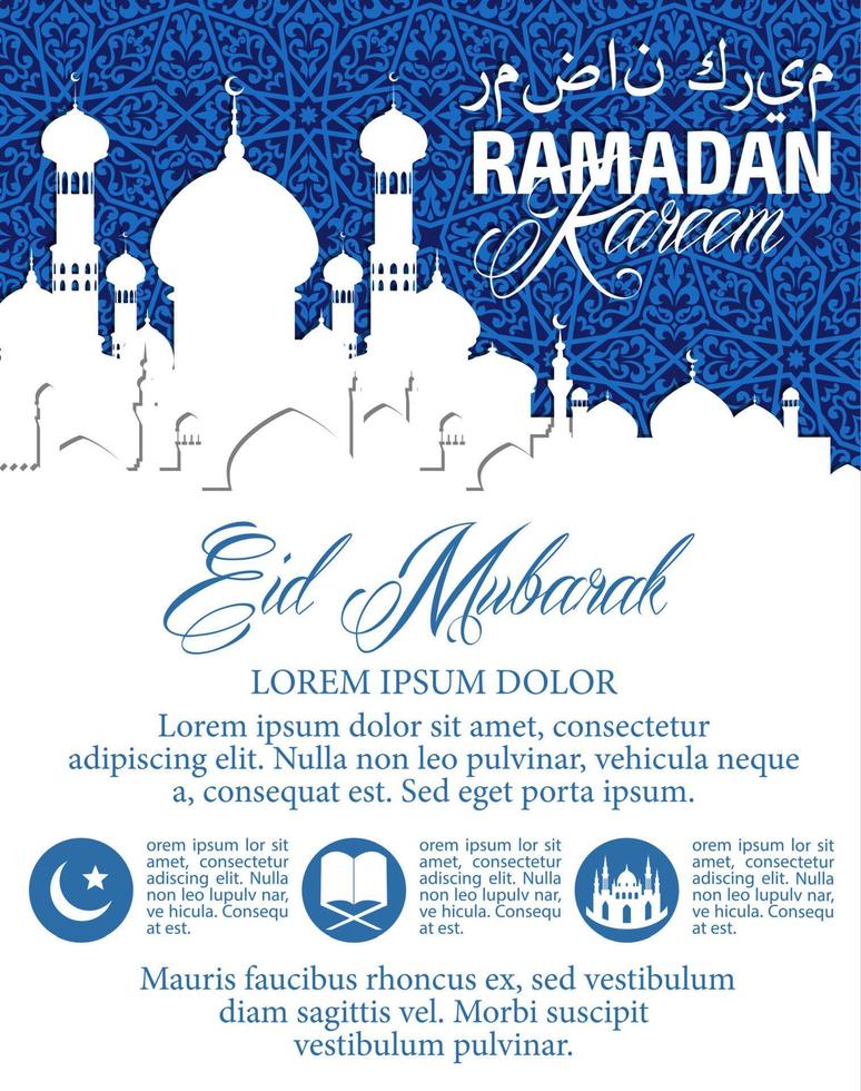 Ramadan Karrem poster with ornaments vector