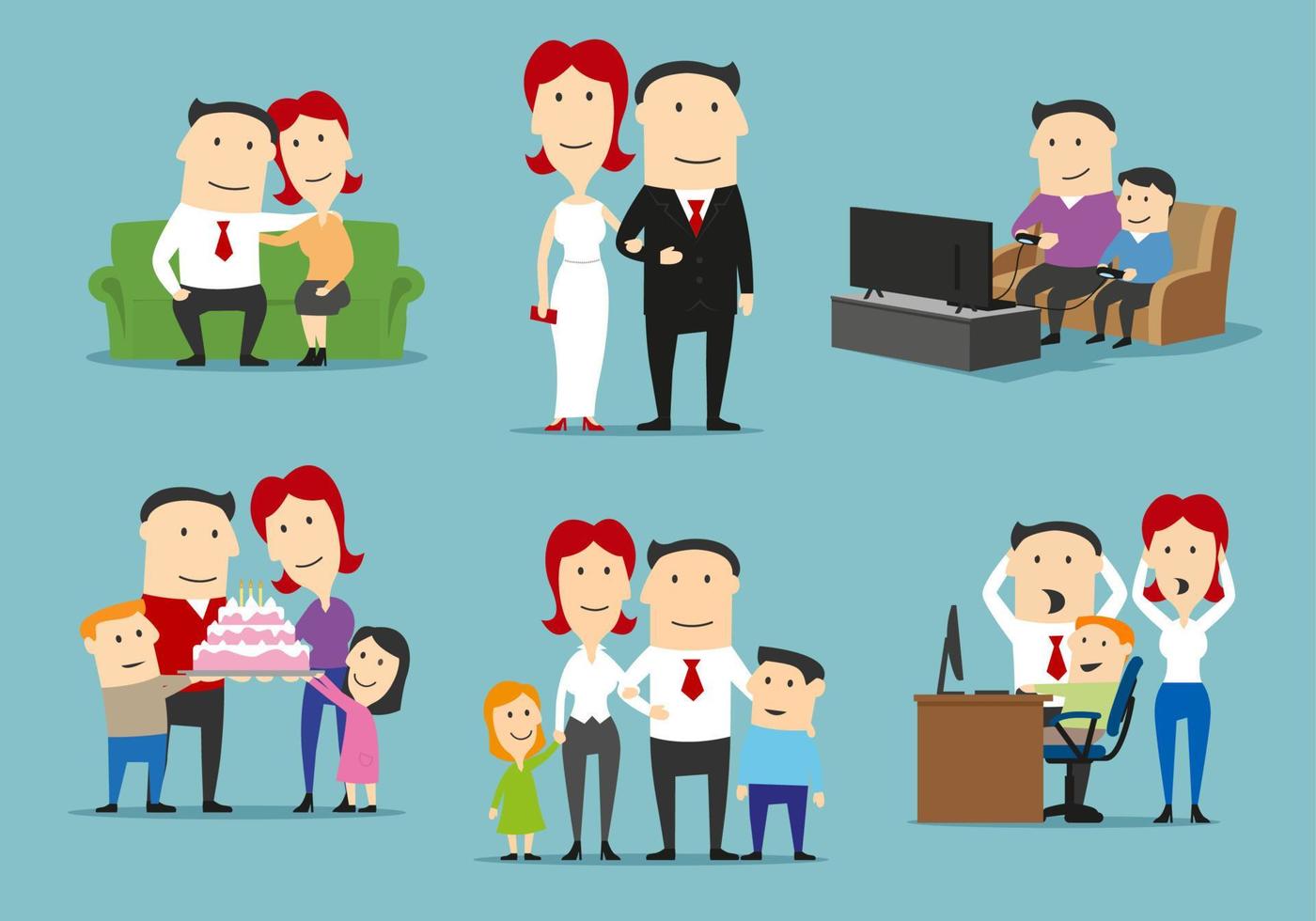 Family in different life stages cartoon set vector