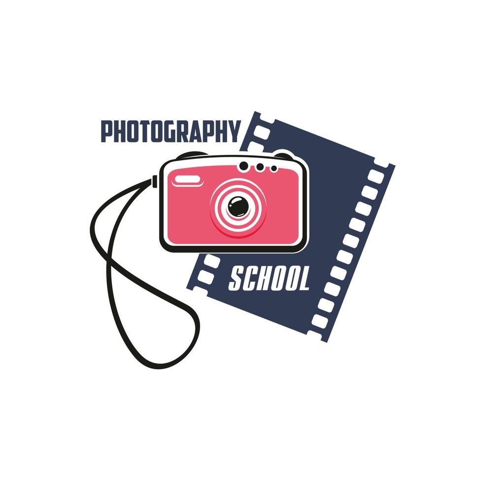 cartel de la escuela de fotografía con cámara de fotos vector