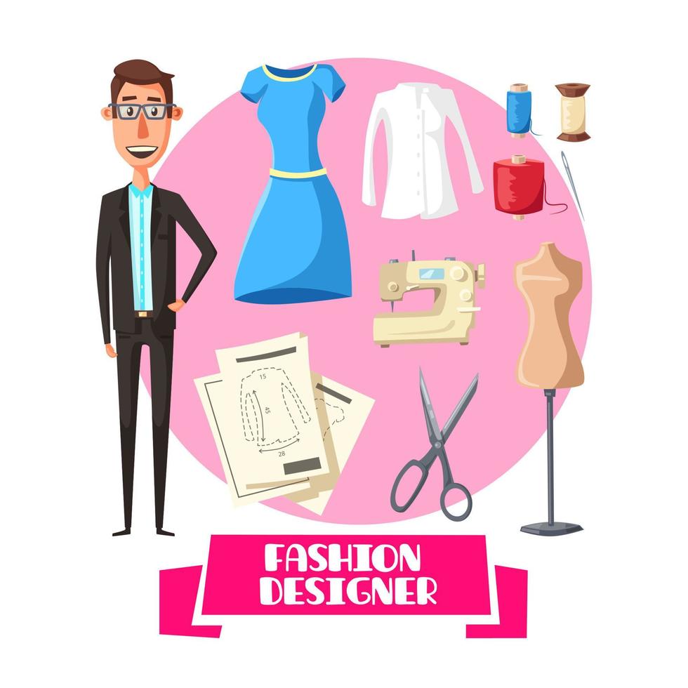 Fashion designer profession vector accessories