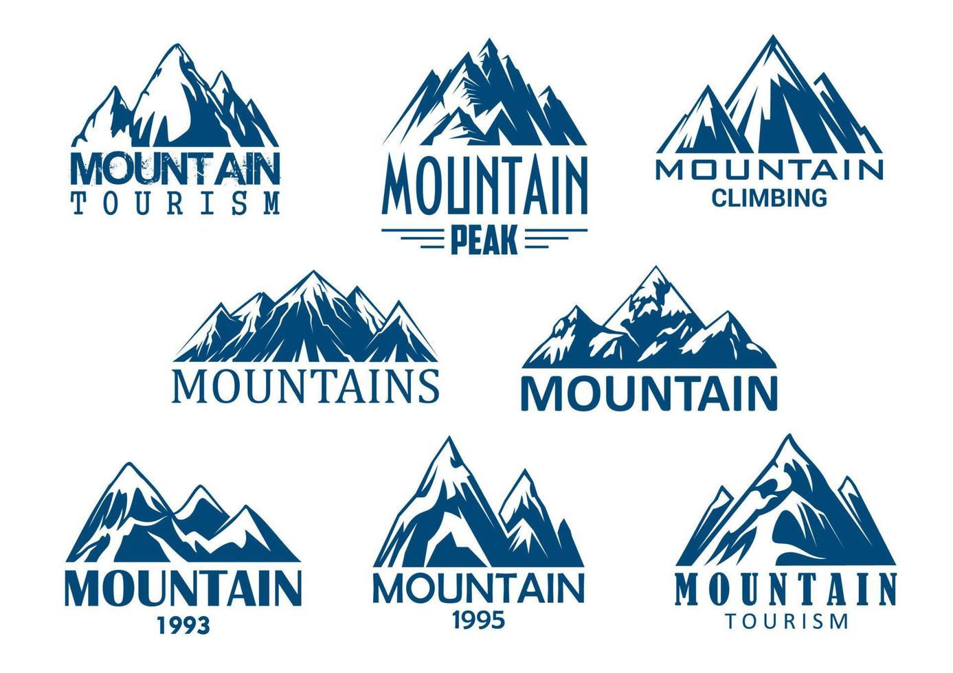 icono de pico de montaña para el diseño de aventuras al aire libre vector