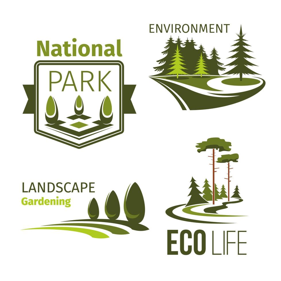 Landscape gardening and ecology symbol set vector