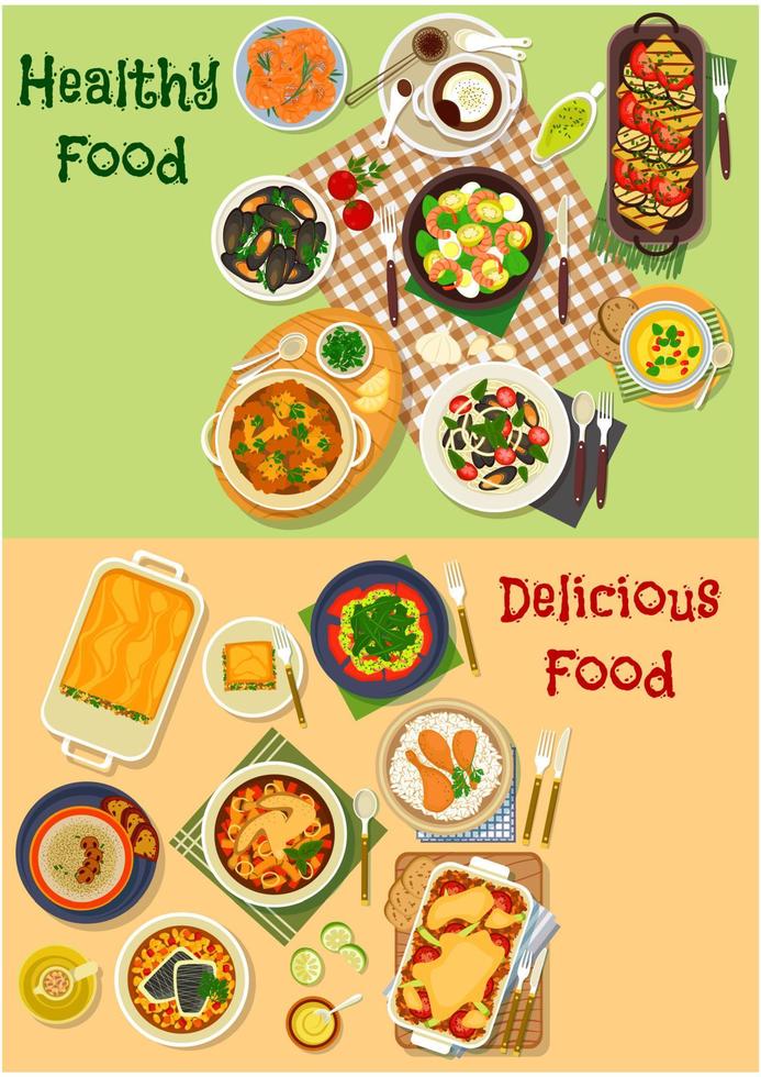 Meat, seafood dishes icon for healthy food design vector