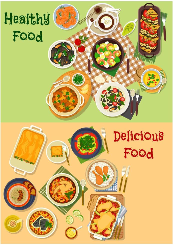 Meat, seafood dishes icon for healthy food design vector