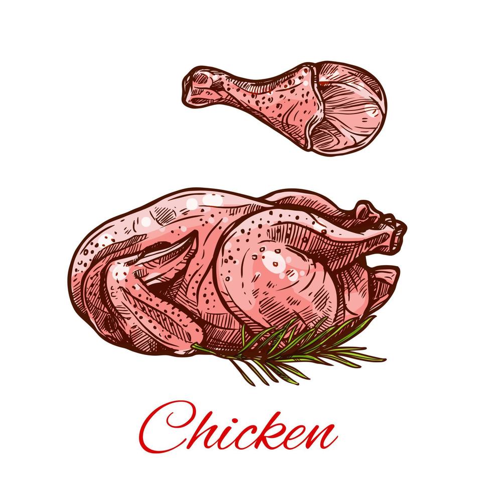 carne de pollo y pierna vector icono aislado