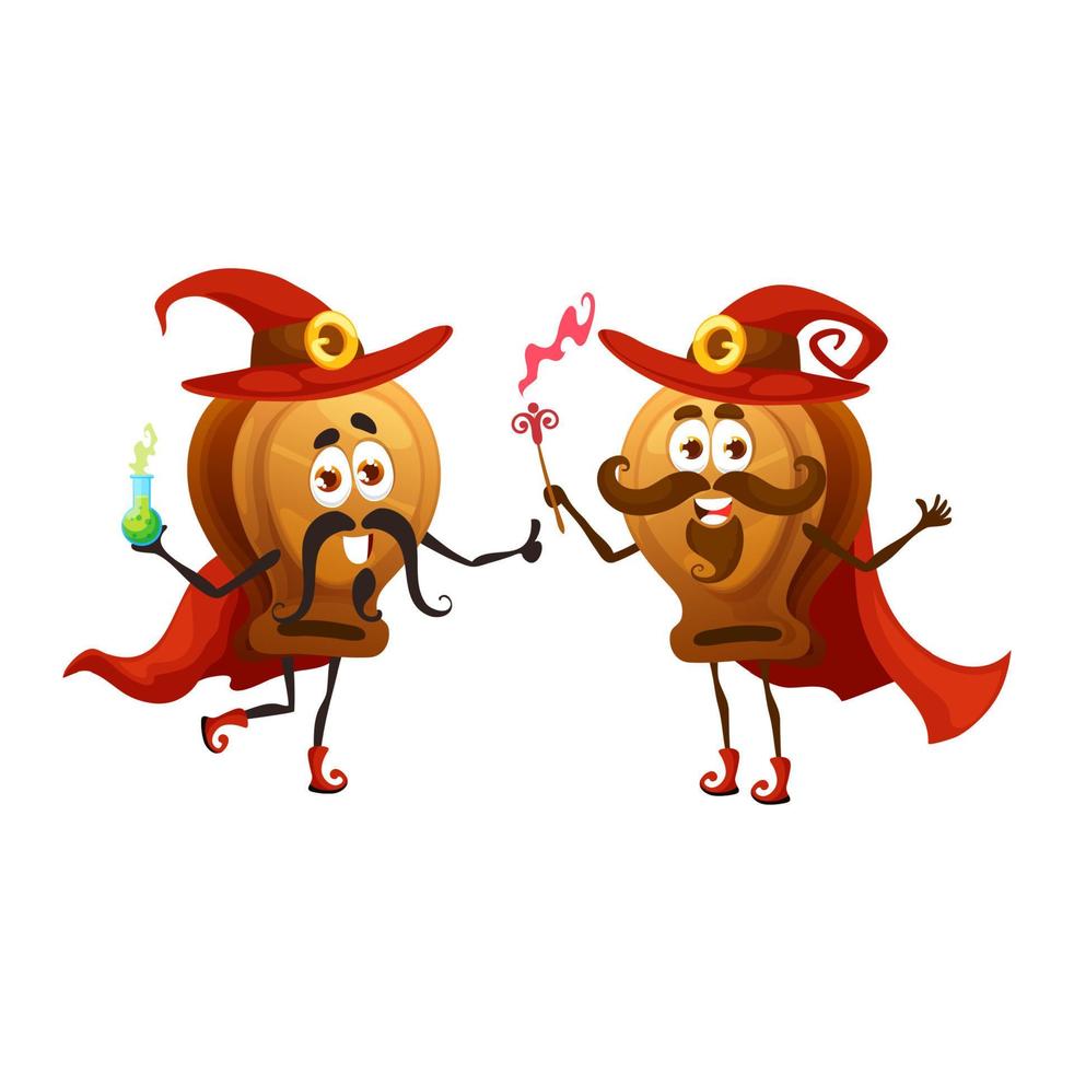 Cartoon castanets wizard twins characters, vector