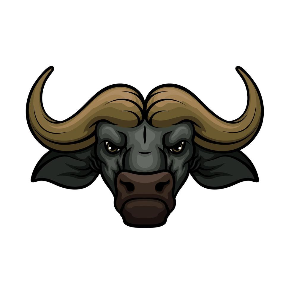 icono de mascota de vector de bozal de cabeza de búfalo