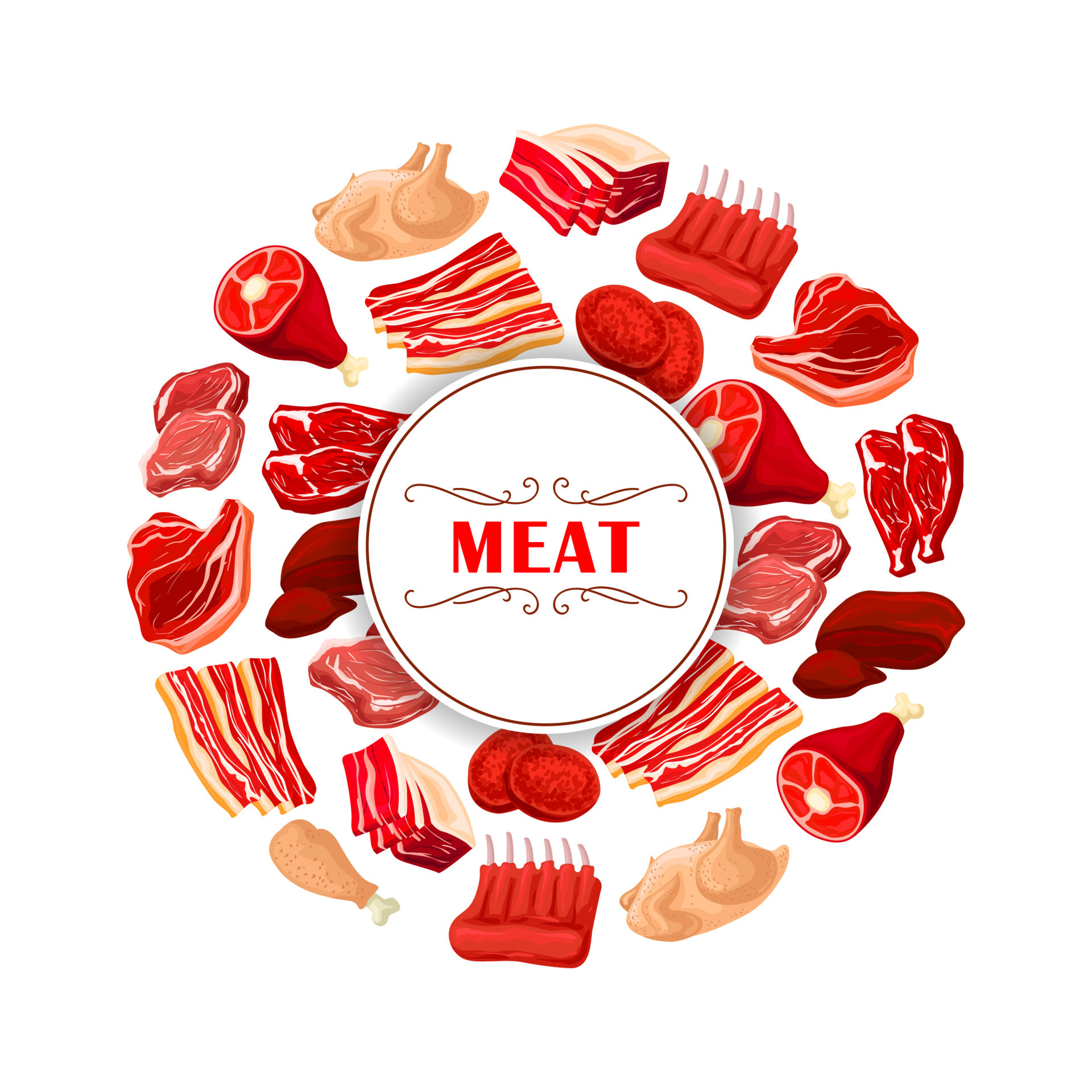 Fresh meat cuts poster for food theme design 12683823 Vector Art at