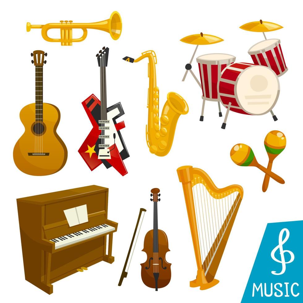 instrumentos musicales vector iconos aislados