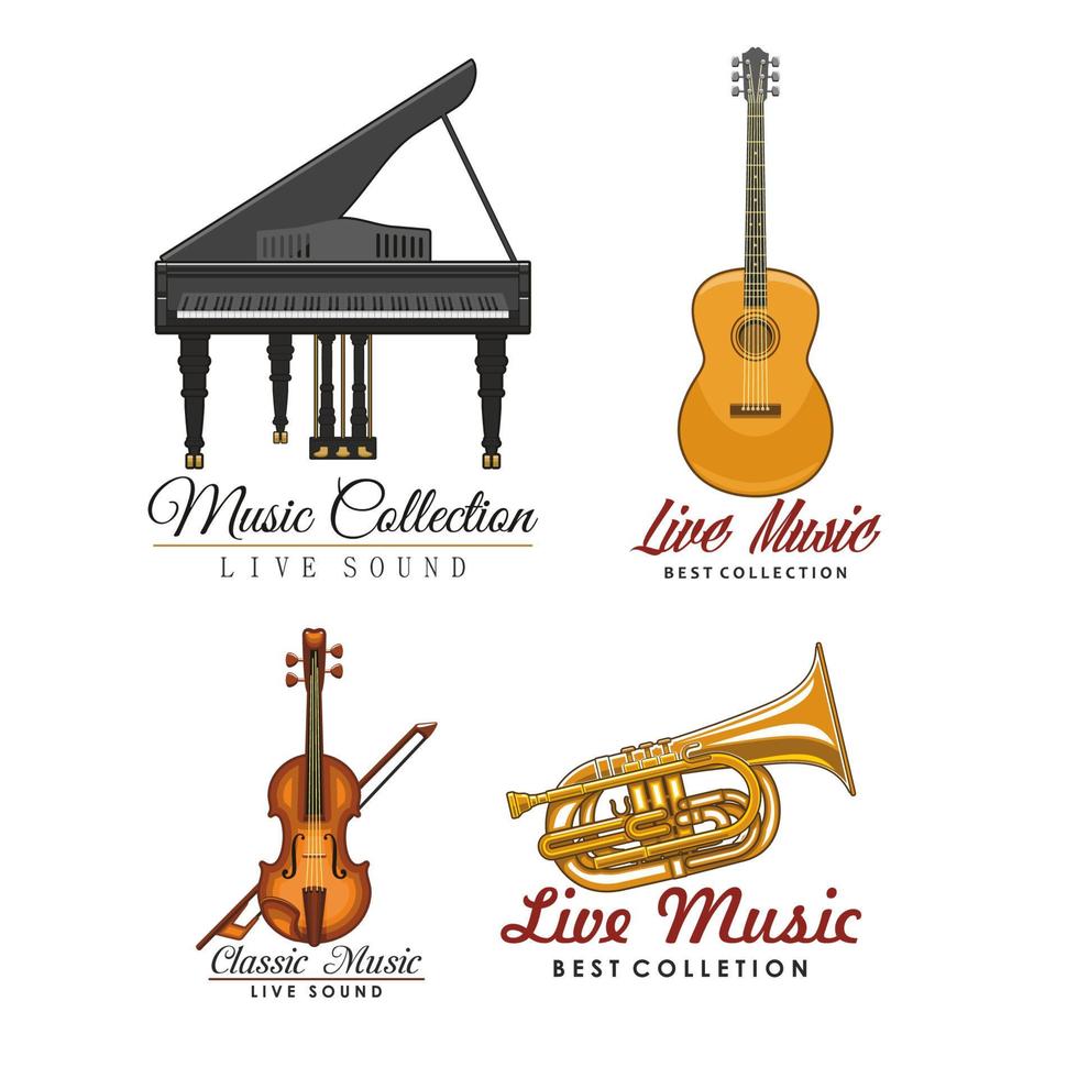 Vector icons set for music concert labels