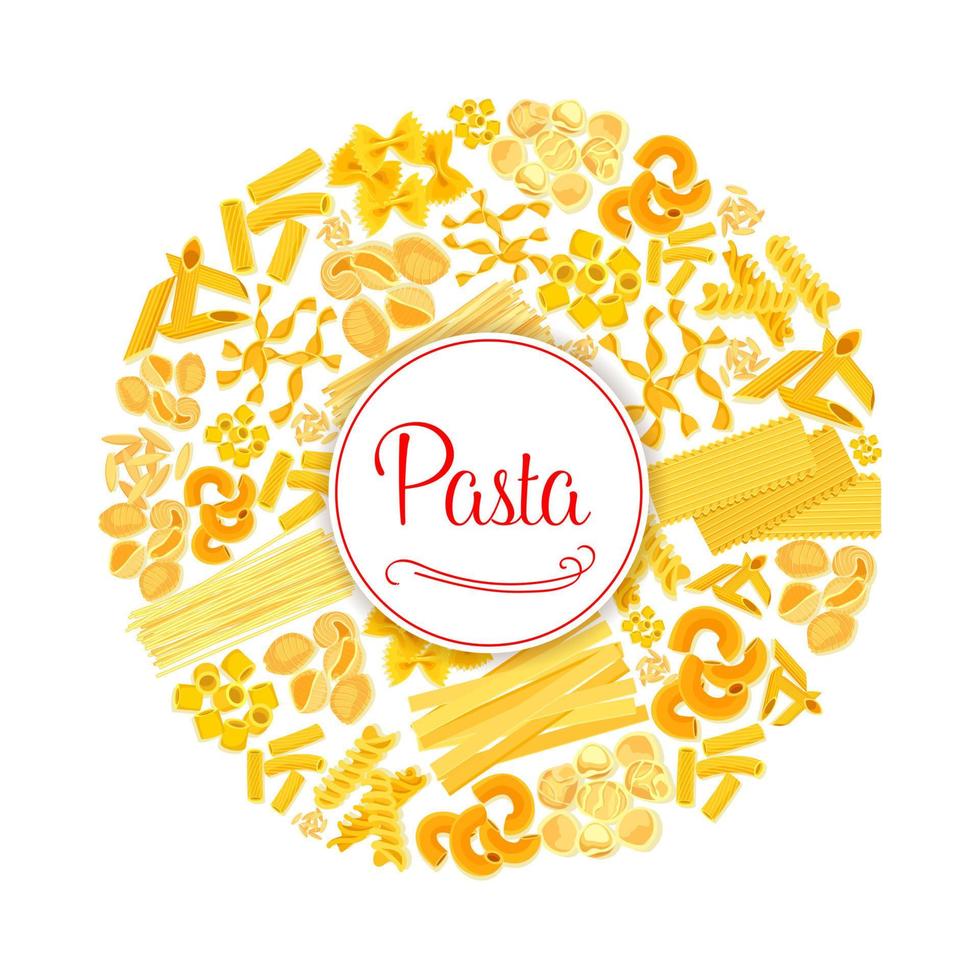 Pasta or macaroni vector round Italian poster