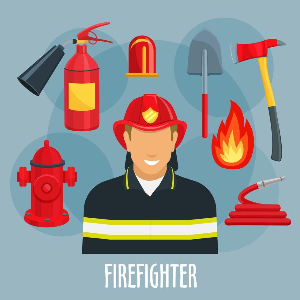 icono de profesión de bombero de bombero en uniforme vector