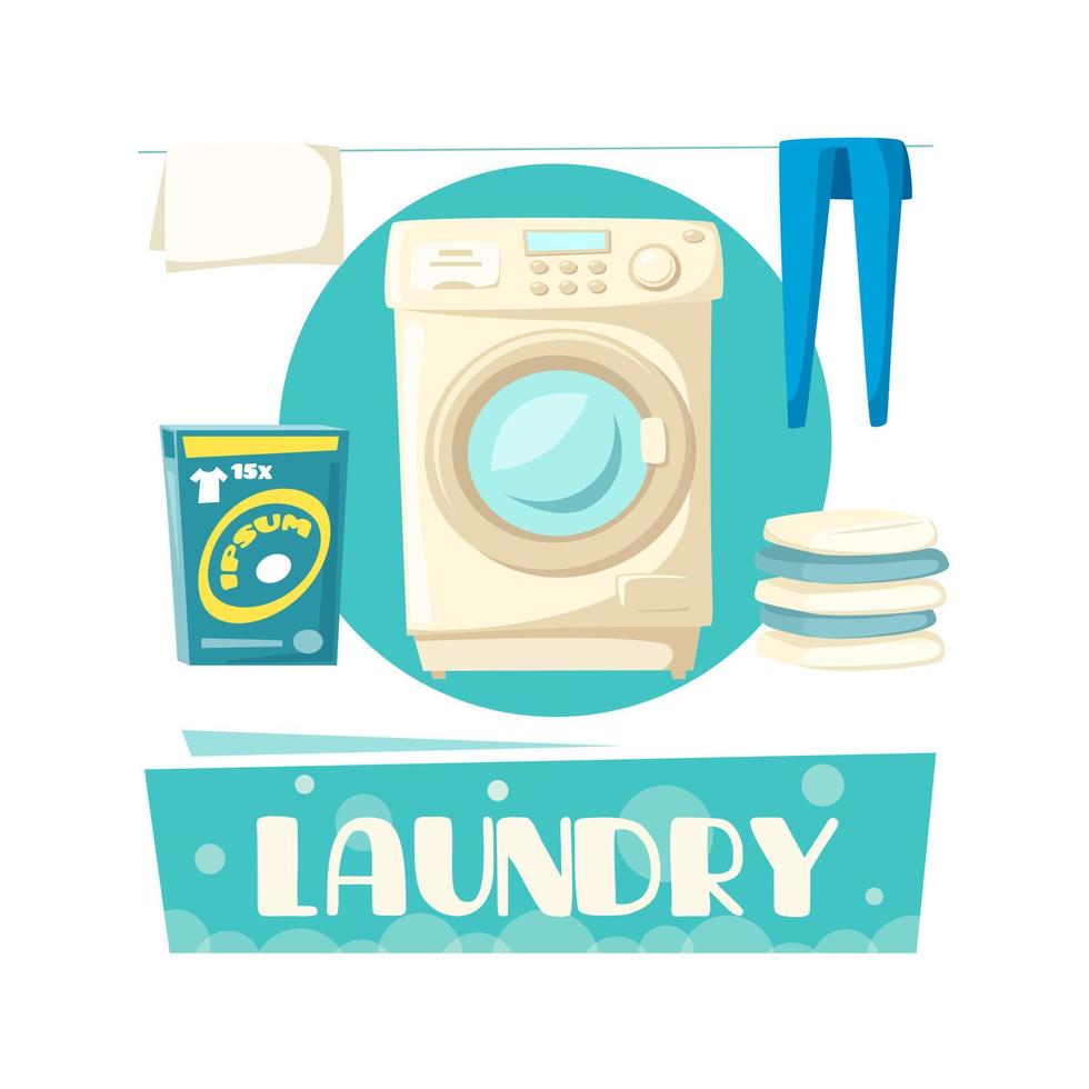 Vector laundry and washing machine and linen