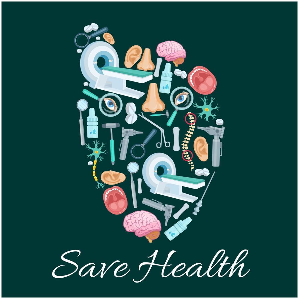 Health medical poster of vector heart symbol