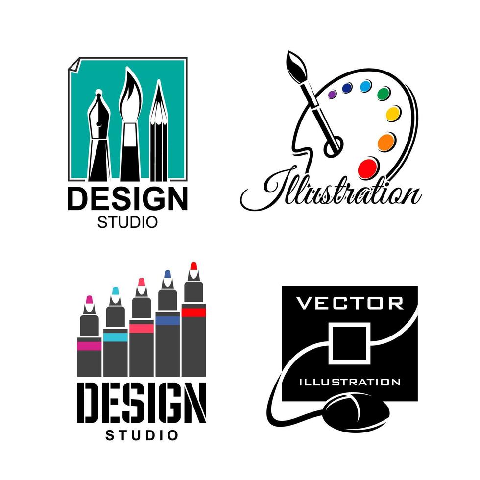 diseñador gráfico o iconos de vector de estudio de diseño