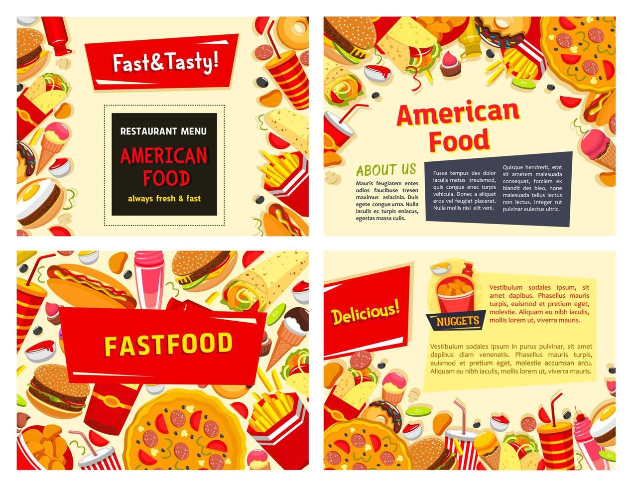 Fast food restaurant vector menu template design