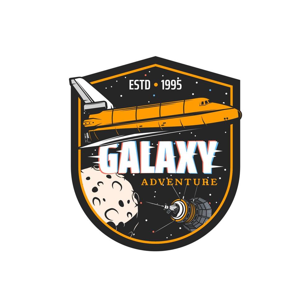 Galaxy adventure space shuttle and spaceship icon vector