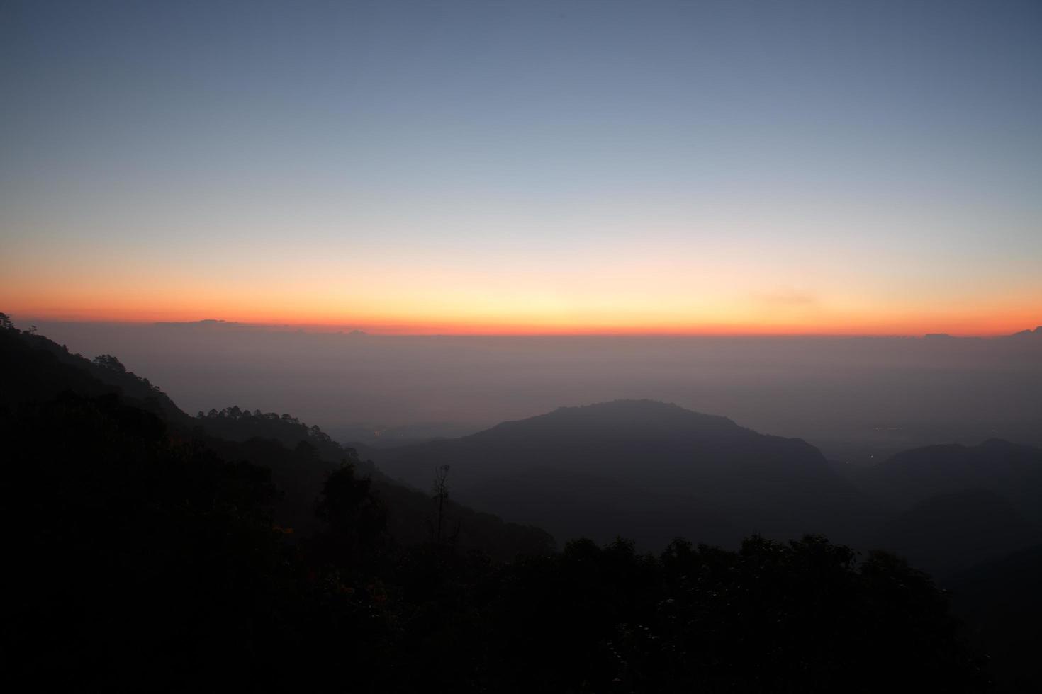 Beautiful view of mountains and white mist photo