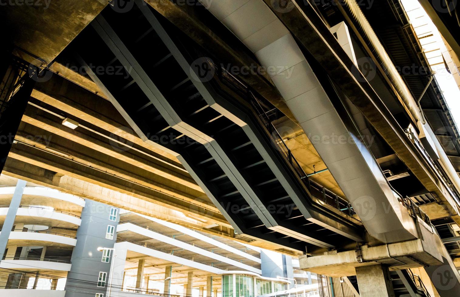 Structure of building and stair under the skytrain station photo