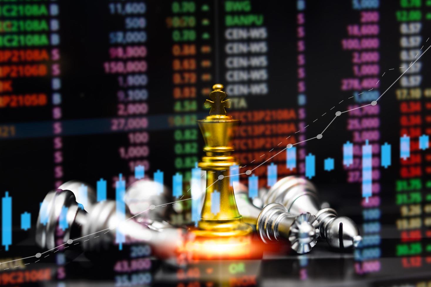 chess game on board indicators chart forex and graph stock market finance investment business digital marketing finance concept. photo
