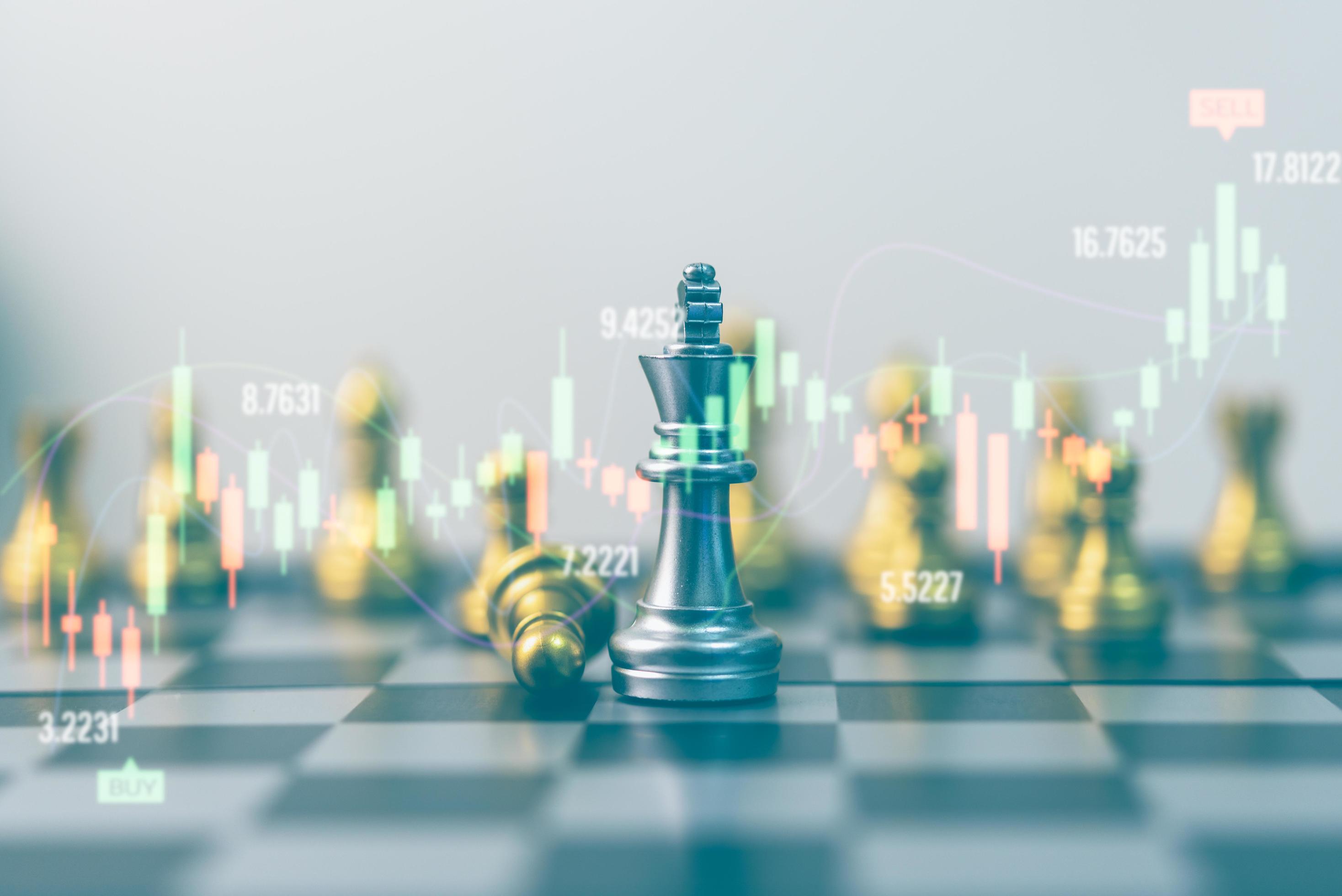 Chess Game On Chess Board On Stock Market Or Forex Trading Graph Chart For  Financial Investment Concept. Economy Trends For Digital Business Marketing  Strategy Analysis. Abstract Finance Background. Stock Photo, Picture and