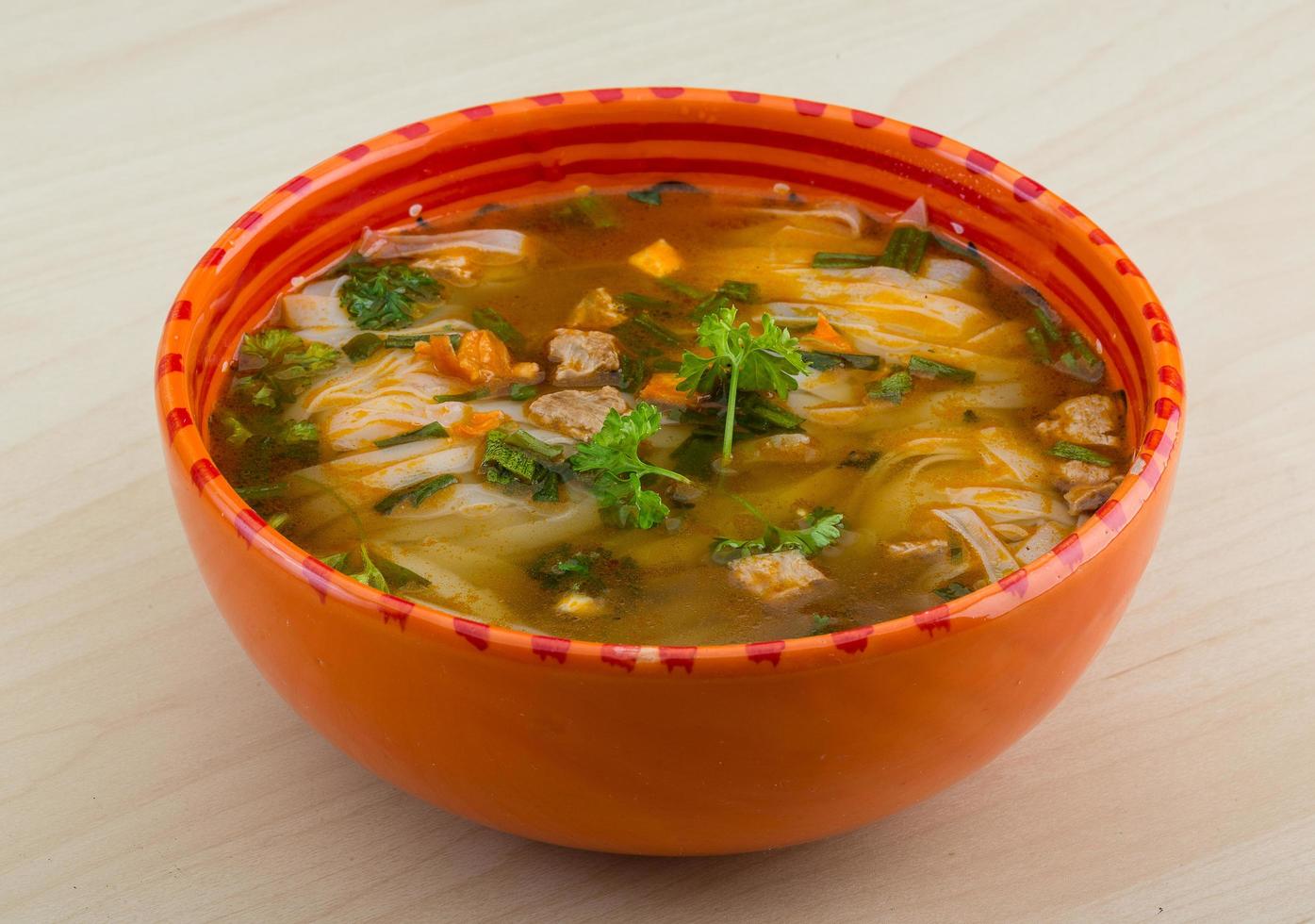 Soup Pho in a bowl on white background photo