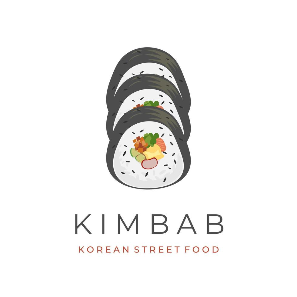 deliciosa comida coreana vector ilustración logo gimbap kimbap roll