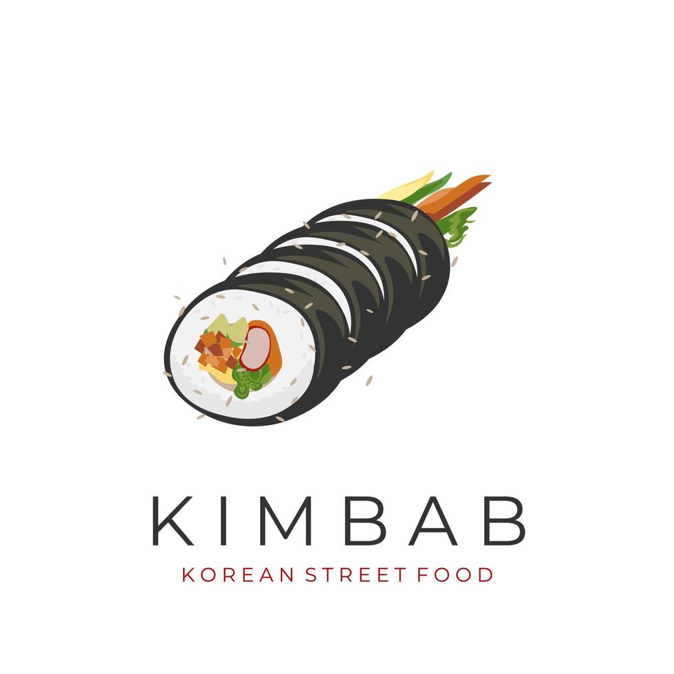 logotipo de ilustración vectorial de rollo de kimbap en rodajas vector