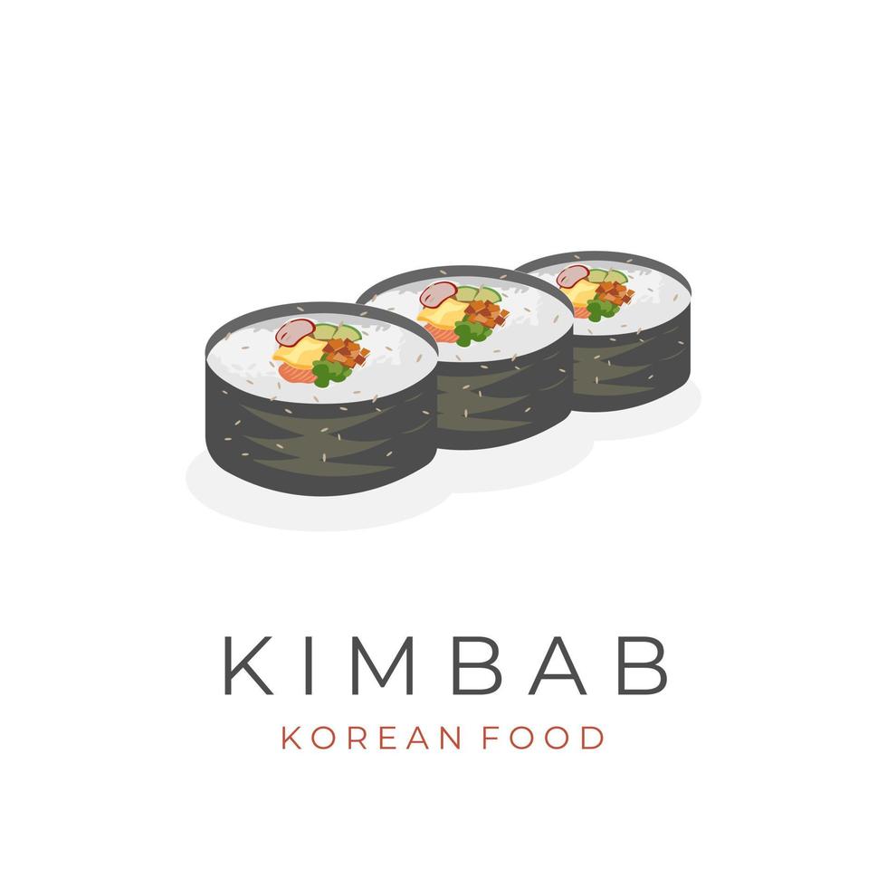 Ready-to-eat kimbap gimbap roll illustration logo vector