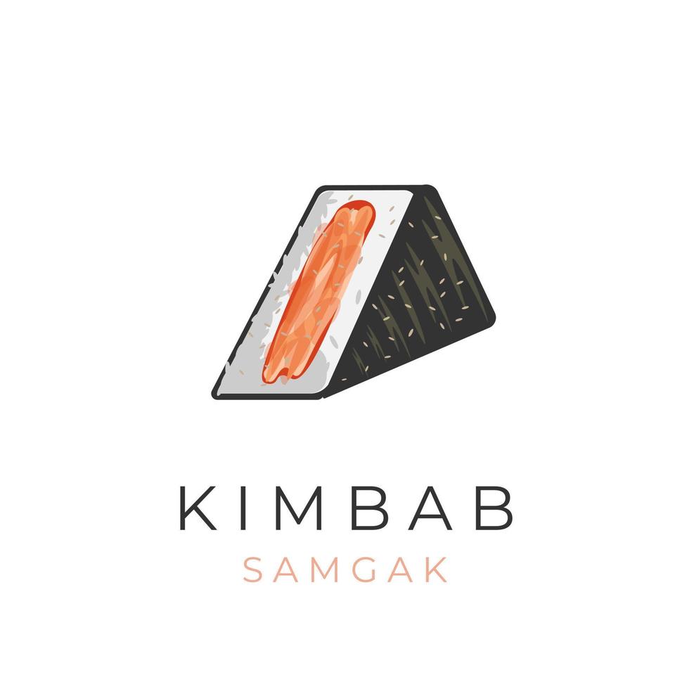 logotipo de ilustración vectorial samgak kimbap con relleno de atún picante vector