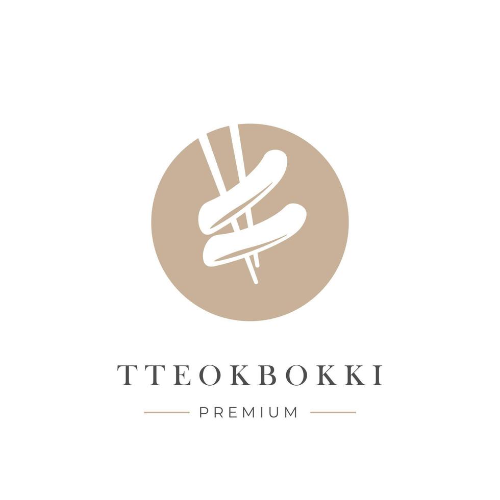 logotipo de ilustración simple y elegante comida callejera coreana tteokbokki vector