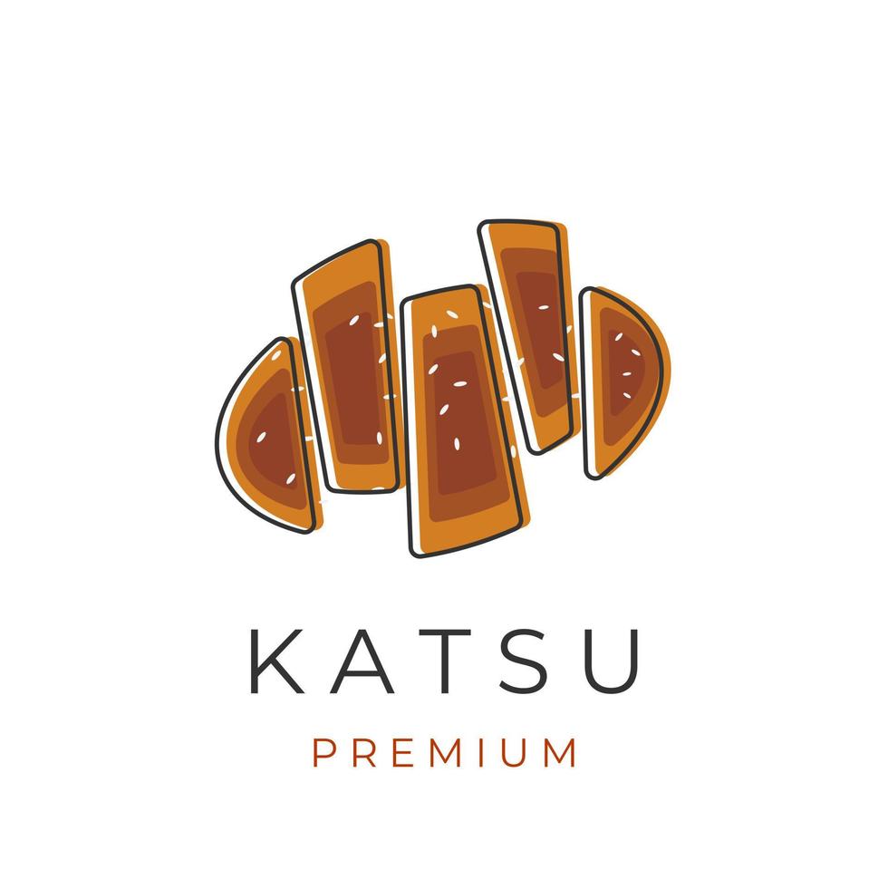 delicioso logotipo de ilustración de arte de línea katsu vector